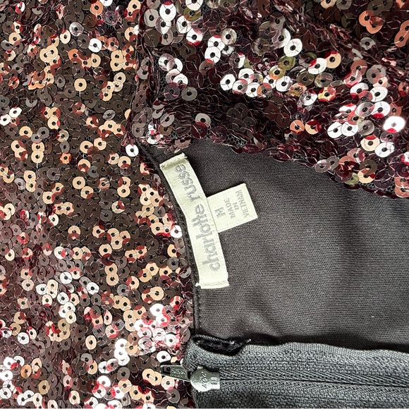 Charlotte Russe Gold Sequin Asymmetrical Mini Dress Medium - Picture 7 of 10